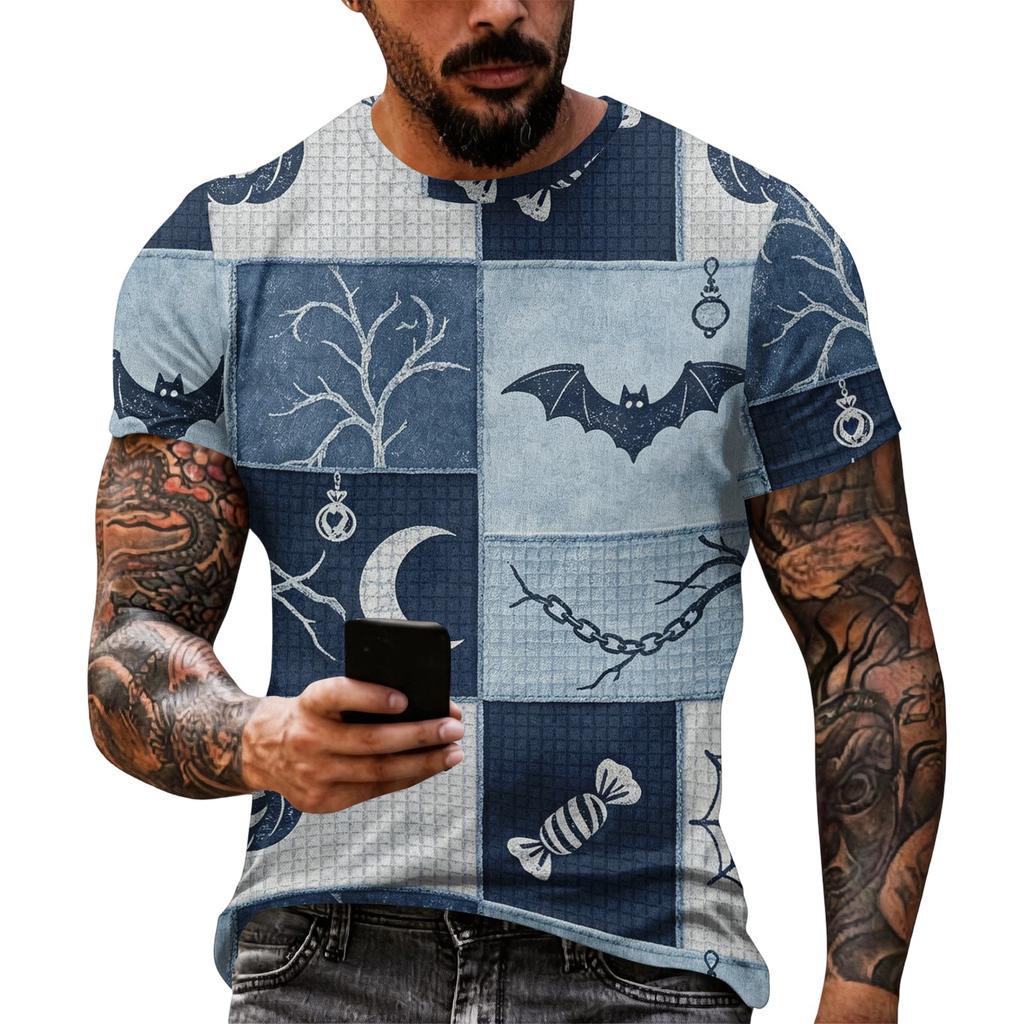 Men's Casual Short Sleeve Halloween Graphic T-Shirt Lightweight Breathable Fabric Comfortable Fit for Everyday Wear