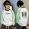 Boys' Summer Loose Cartoon Long Sleeve Sun Protection Top for Middle & Older Kids - Lightweight Cool Patchwork Base Layer Shirt
