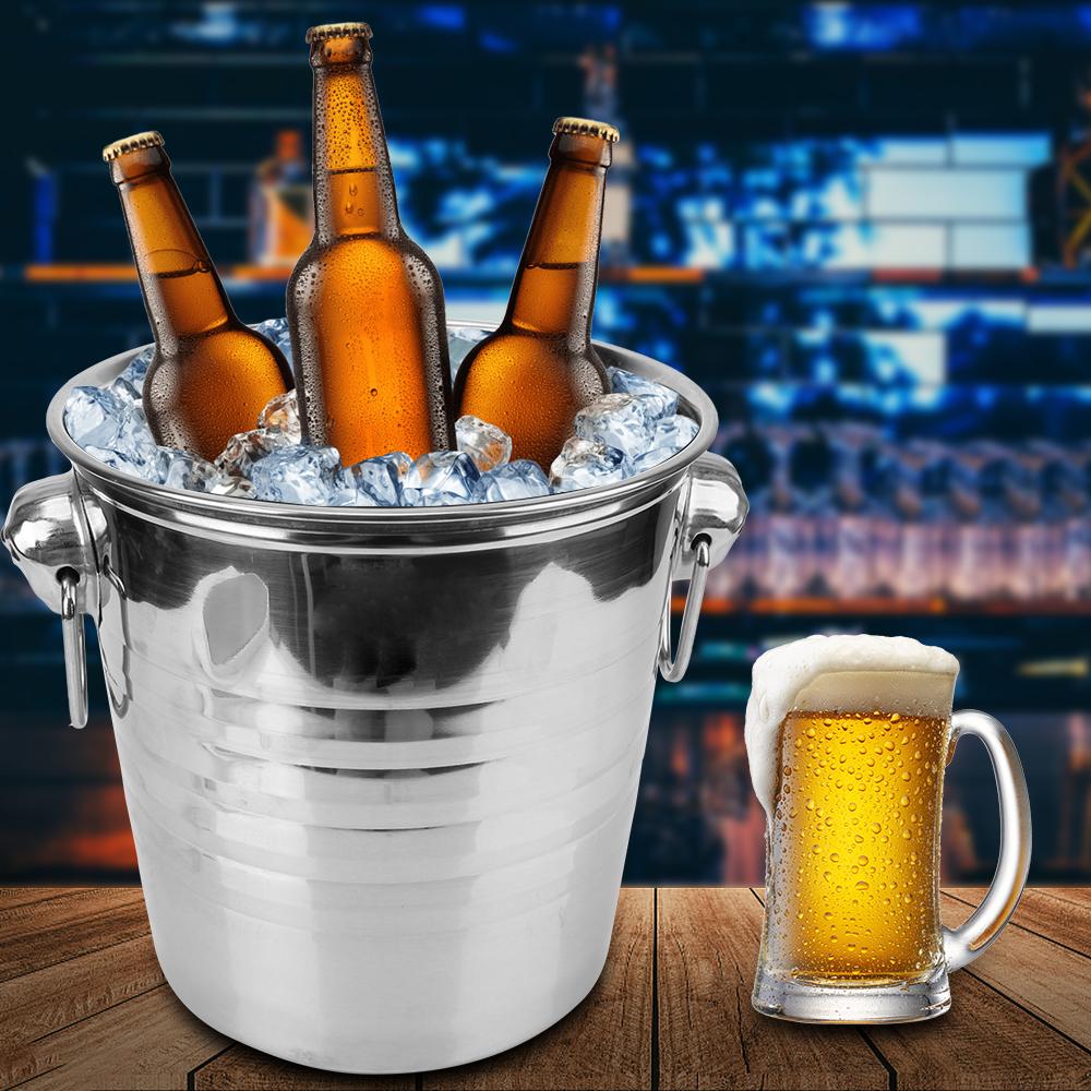 Ice Cube Maker Champagne Wine Beer Bucket 5L Stainless Steel Wine Beer Cooler Bucket For KTV Bar Kitchen Party Barware