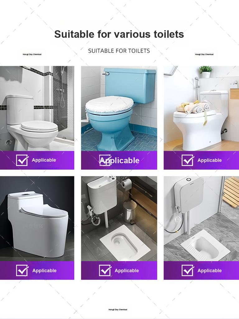 50 pcs Toilet Cleaner Solid Deodorizer Bubble Cleaning Block with Double Antibacterial Effect