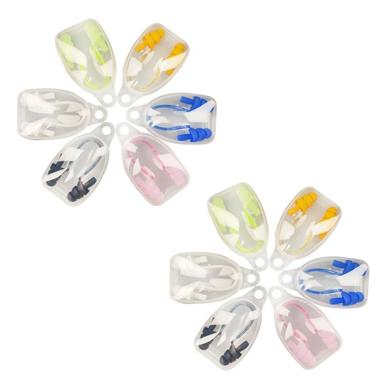 

Classy-12 Sets Nose Splint Waterproof Ear Plugs Pool Pool Accessories Silicone Nose Clip Earplugs