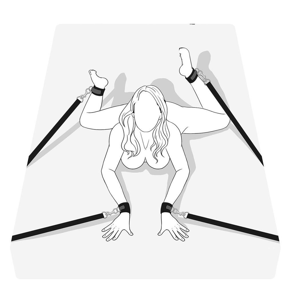 Bed Restraints Bondage Rope Kits Nylon Handcuffs Ankle Cuffs Sets Slave Erotic Adult Sex Toys for Couples Play Sexual Games