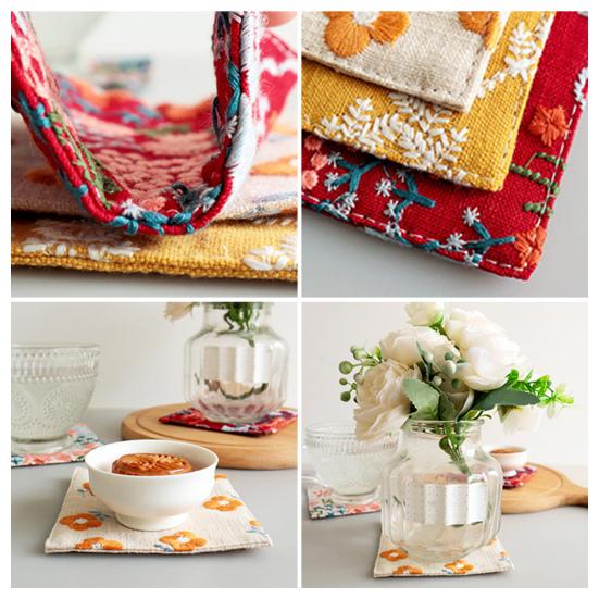 Bestickter doppelwandiger Untersetzer Hitzebeständige rutschfeste Tischmatte für Tassen Teller Wiederverwendbar Elegante Küchen-Esszimmer-Dekoration für Zuhause Restaurant Außenbereich