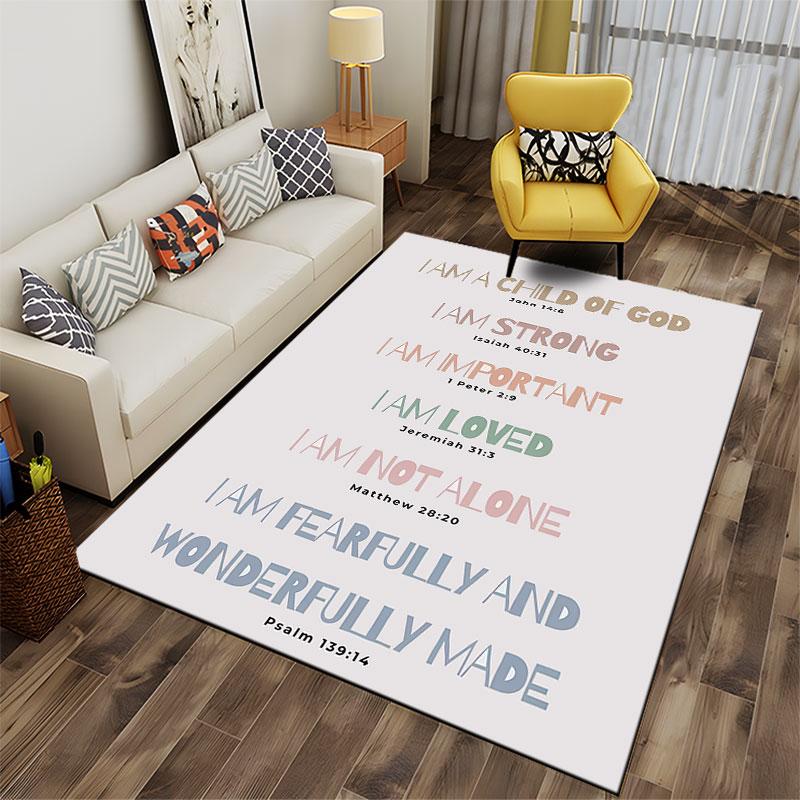 Christian Affirmation Quotes Carpet Suitable As a Non-slip Mat for the Living Room or Bedroom Sofa