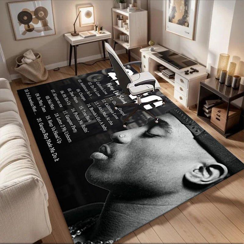 

2PAC Old School Hip Hop Mixtape Playlist Office Mat Perfect for Home Decor Office Desk Chair Rugs Chair Carpet for office Polyester Chair M 60cm by 90cm