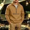 Herren-Farb-Sweatshirt mit langen Ärmeln, Stehkragen und Taschen