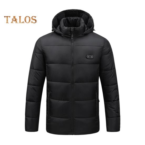 

Утепленное хлопковое пальто с капюшоном, длинными рукавами, застежкой-молнией, водонепроницаемая ветрозащитная верхняя одежда с 3-уровневой регулировкой температуры и питанием от USB XL чёрный