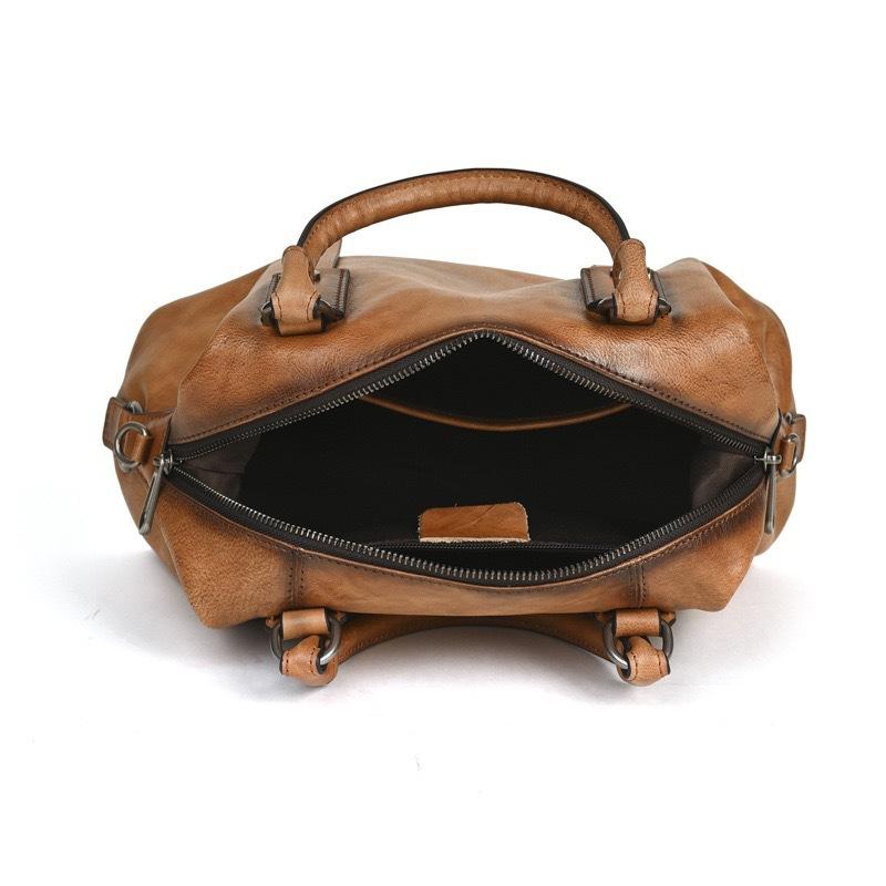 Johnature Retro Women's Bag Genuine Leather Large Capacity Handbag Soft Cowhide Versatile Shoulder Bag