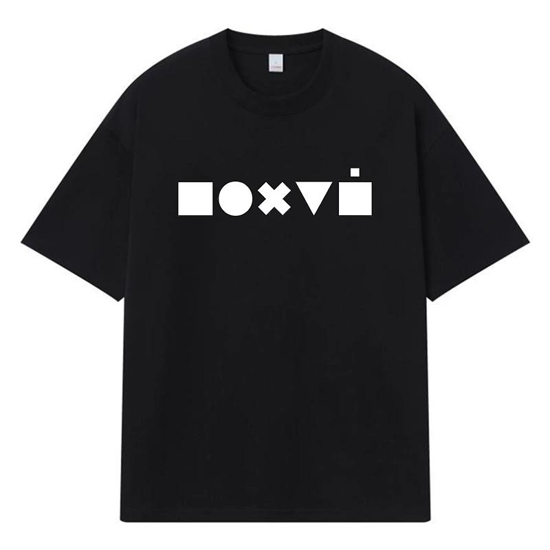 2026 Square Circle Cross Triangle Printed Graphic Streetwear Y2k Harajuku 100% Cotton T Shirt Casual Oversized Summer Men T-shirt