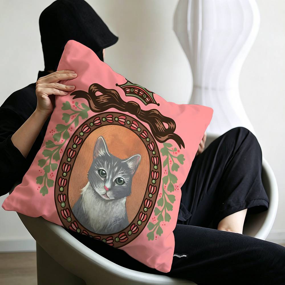 Cute caroon cat portrait photo frame fashion art Cushion Cover Polyester Sofa Cushions Throw Pillows Home Decoration Pillowcover