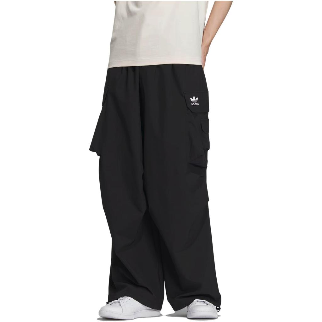 Adidas Originals American Street Style Solid Color Cargo Pants Men Bottoms Black IY9495