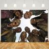 Large realistic zombie-apocalypse background banner - lifelike bloody zombies and terrifying screaming figures