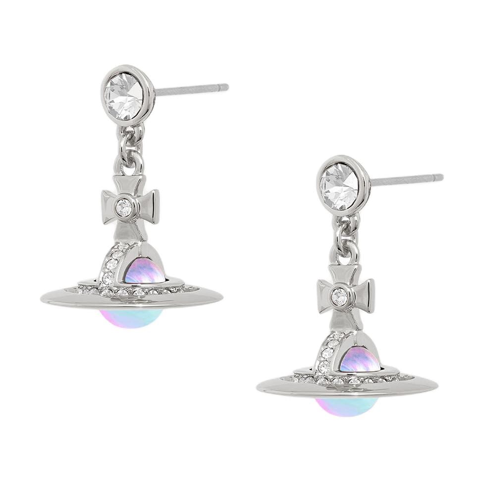 Vivienne Westwood Enamel Brass Crystal Earrings Women's Silver 8053195172863