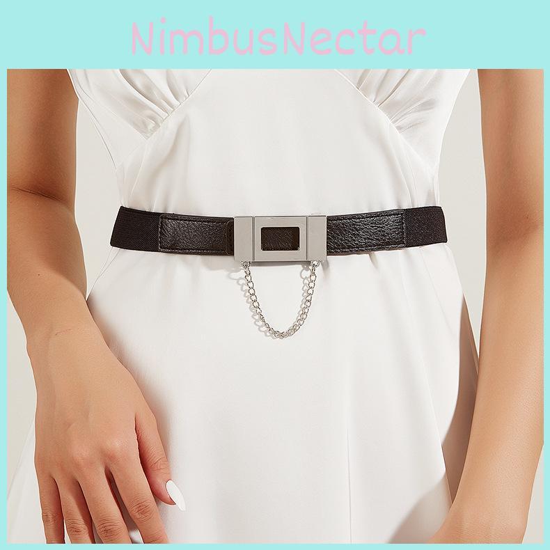 Fashionable Elastic Metal Waist Belt Women's Dress Suit Belt Autumn Winter Black In Stock
