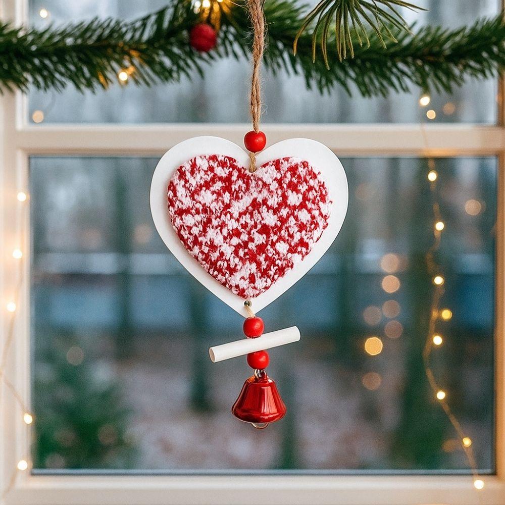 Wood Christmas Bells Pendants Decorative Star Car Ornament Christmas Hanging Pendants  Party