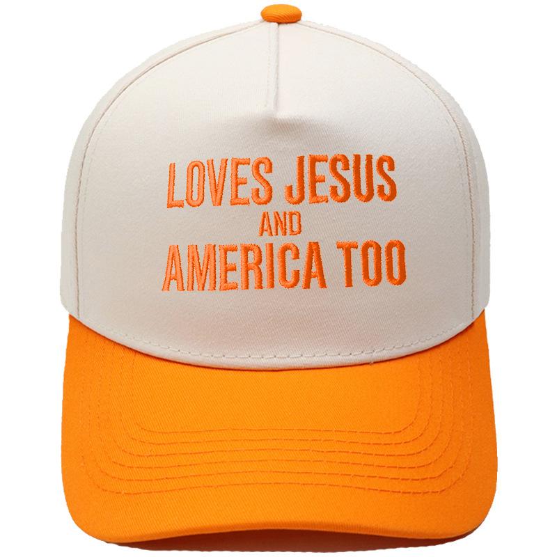LOVES AMERICA embroidered truck driver baseball cap color matching European and American men's and women's casual sun hat