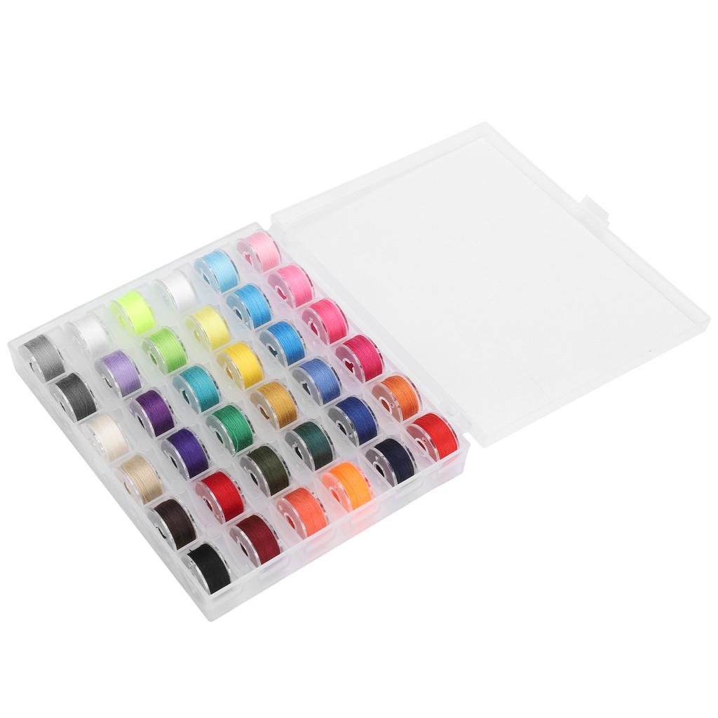 36Pcs Bobbins Set with Sewing Threads Colorful Sewing Accessories 36 Grids Boxed