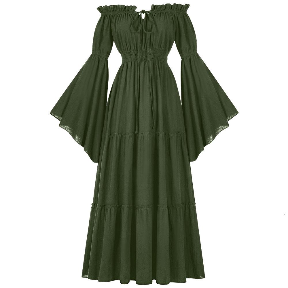 Renaissance Off-the-Shoulder Ruffle Long Sleeve Floor-Length Dress Extra Large