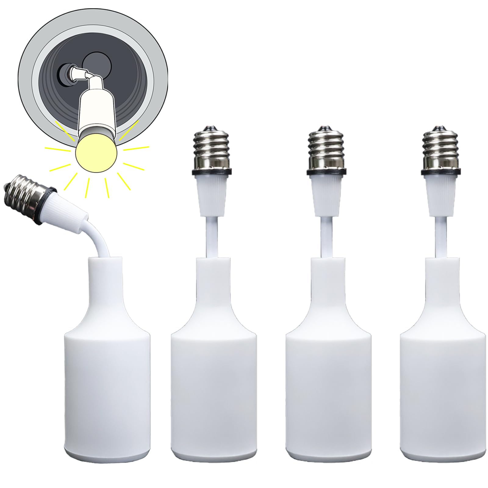 

E17 to E26 Base Conversion Adapter, Angled Mount, E17 to E26 Bulb Conversion Socket, Adjustable, Extended Base Conversion Adapter, Adjustable Socket,