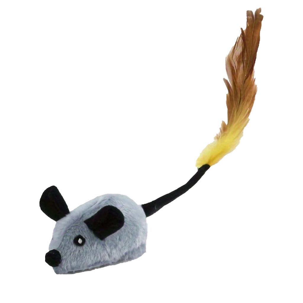 Plush Mouse Interactive Toy,Electric Cat Toy-LED Lights,  Squeaky Sounds, USB Rechargeable, Soft Fabric Material