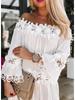 2024 European & American Off-the-Shoulder Lace Trim Dress