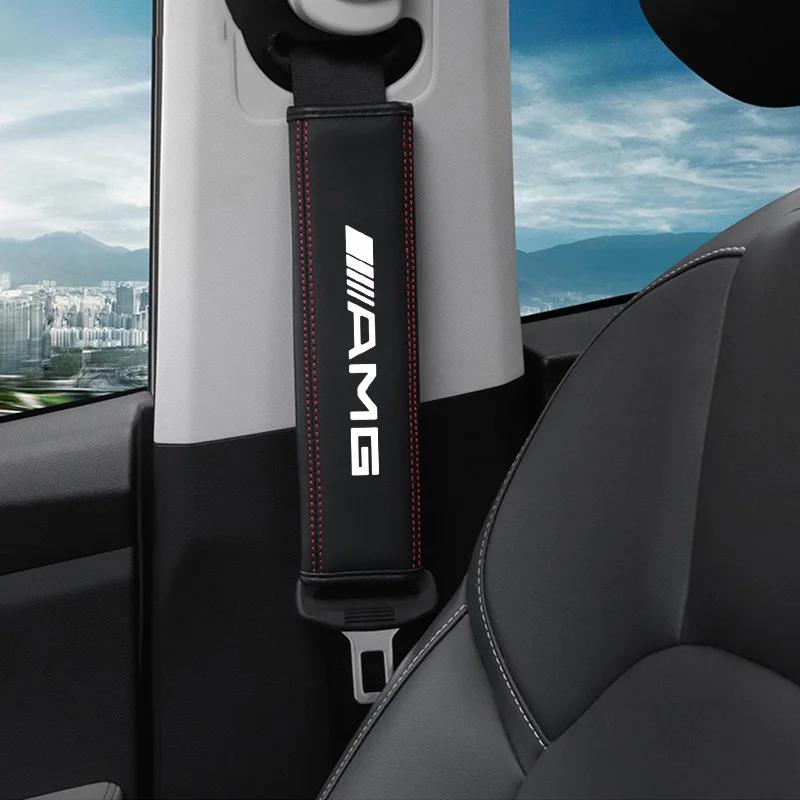GWRA8 2PC Car Safety Belt Shoulder Cover Protection Pad Auto Accessories For Mercedes Benz AMG W204 W205 W203 W211 W212 W213 W201 W210