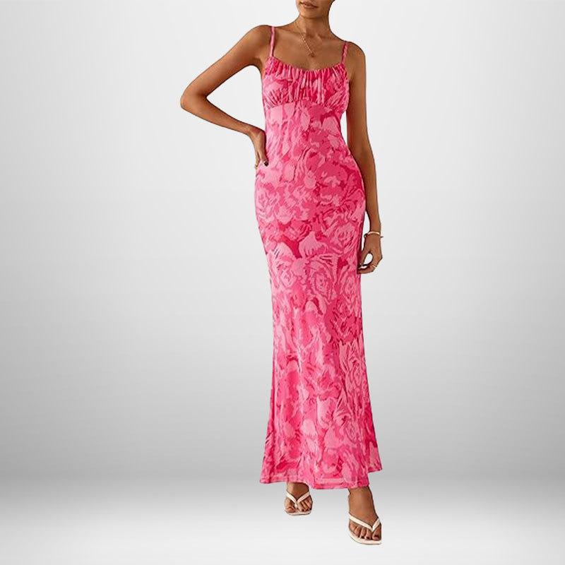 Jaro Nové Dámské Oblečení Elegantní Bederní Sexy Šaty na Ramínka s Potiskem