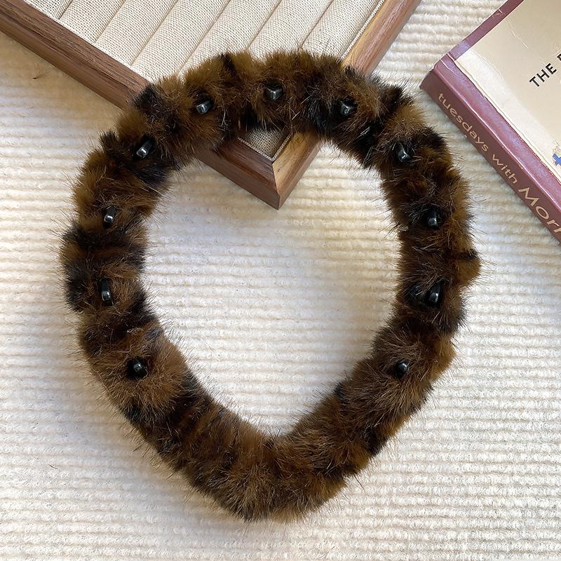Korean Leopard Print Fluffy Headband - Women's Autumn/Winter Wavy Hair Comb Accessory