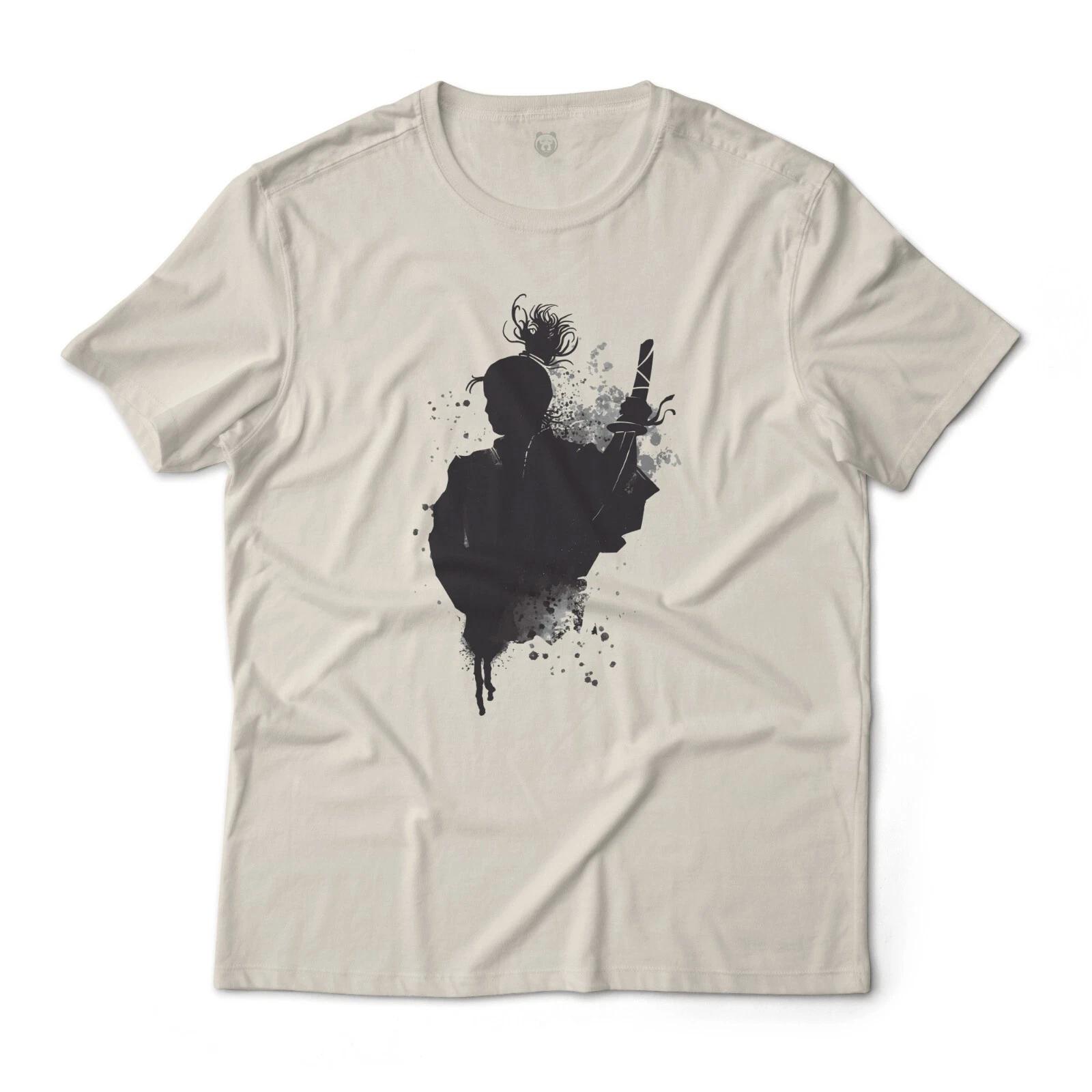

Ink Wash Samurai Art Aesthetic Graphic T-T-Shirt Lightweight Cotton Tee S