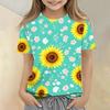 Girls Floral Print Short Sleeve T Shirt Casual Loose Fit Crew Neck Top Lightweight Comfortable Summer Tee for Kids