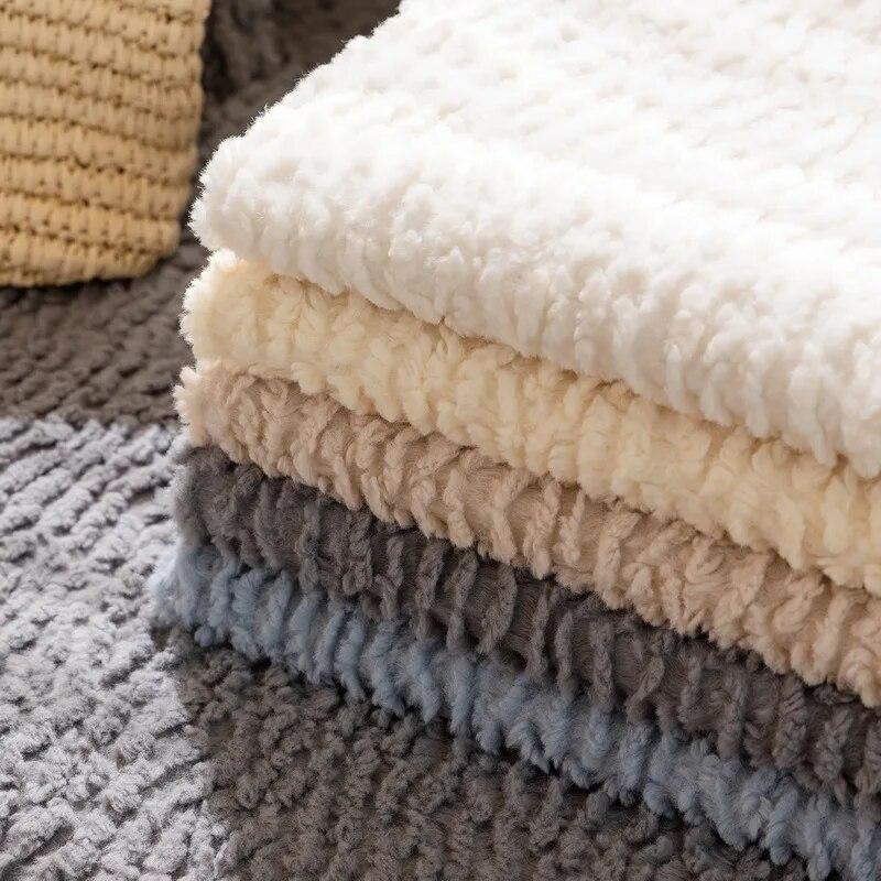 Potah na pohovku ve stylu INS Zimní protiskluzový Tlustý plyšový polštář Potah na pohovku Látka Caterpillar Polštář na pohovku Jednobarevná Moderní podložka na pohovku