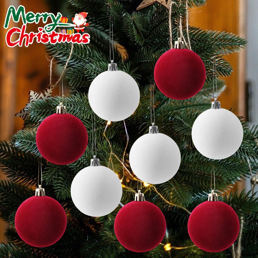 Wholesale Soft Velvet Wine Red Xmas Balls Christmas Tree Hanging Pendants New Year Decoration Navidad Festival Home Party Decor