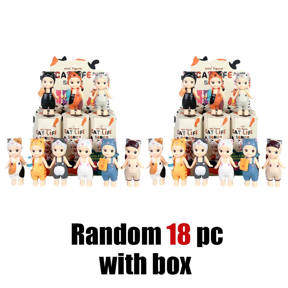 Angel Mini Figure Cat Life Series Blind Box Action Figures Toy Ornaments Doll Model for Fans Kids Christmas Gifts