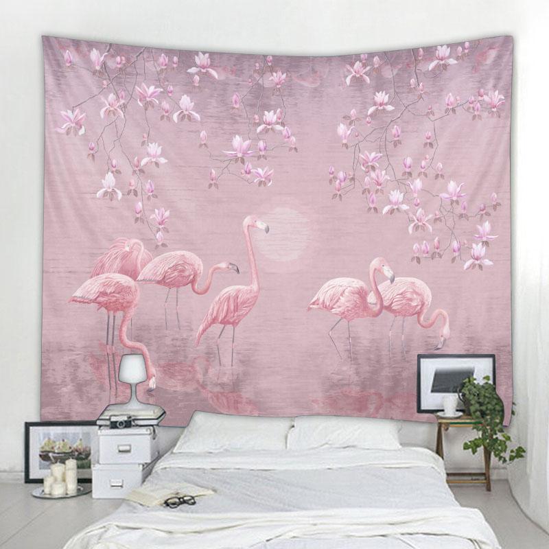 Plant, Flower, and Bird Tapestry Simple Nordic Style Wall Hanging Cloth Hippie Bohemian Home Dormitory Aesthetic Wall Decoration