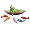 Couple Frog Resin Sitting On A Pea Boat And Vibrant Koi For Decor Balcony