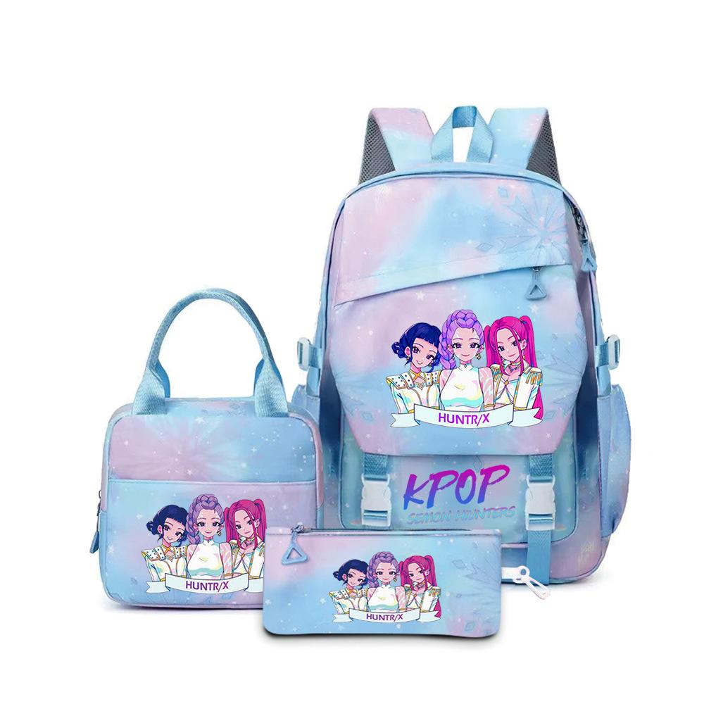 Kpop Demon Hunters, Elementary School Bag, Children'S Backpack, Lunch Bag, Pencil Bag, Three-Piece Set, Student Backpack