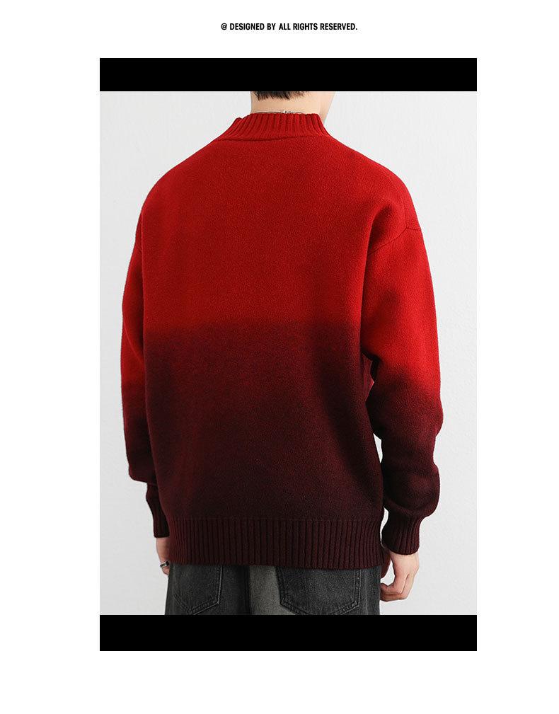 Men's Gradient Sweater, Half-High Collar, 2024 Autumn/Winter Trend, Soft & Fluffy Knit, Warm Base Layer