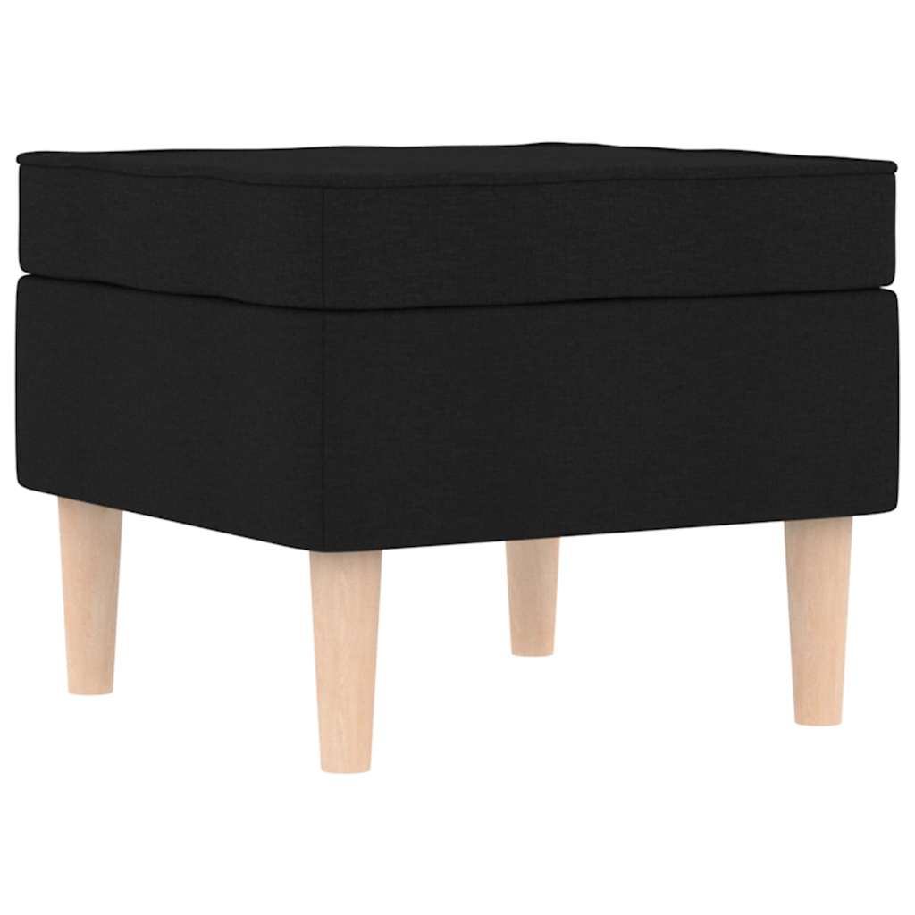Vidaxl Armchair with Footstool, Black, Upholstered In Fabric