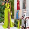 Womens Spring New Arrivals Sexy Solid Hollow Lace Bow Split V-Neck Dress