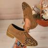Large size casual beanie shoes women's 2025 autumn and winter side lace-up leopard print Mary Jane shoes non-slip shallow mouth single shoes