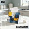 1pc Tissue Box, Abstract Geometric Color Blocks Modern Vibrant Pattern, 2D Flat Printing, Keeps Dust Out, Machine Washable, Tissue Holder, for Cooking