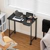 Folding Small Desk on Wheels - Black Wood Effect