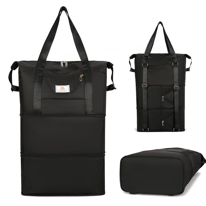 

Three-layer expansion duffel bag, large-capacity student travel bag, business trip storage, double shoulder maternity bag for women Expand three levels чорний
