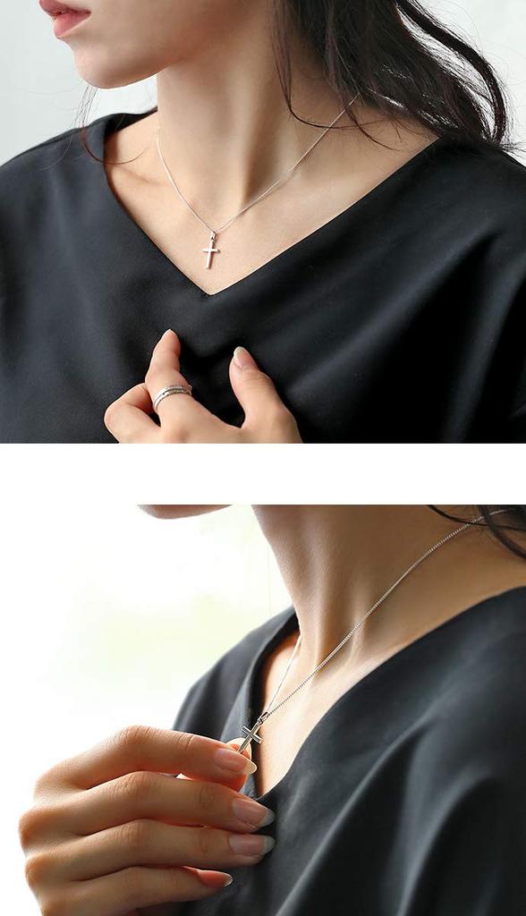 Binich Silver 925 Necklace Silver Cross Necklace 40cm Kihei (with Chain)