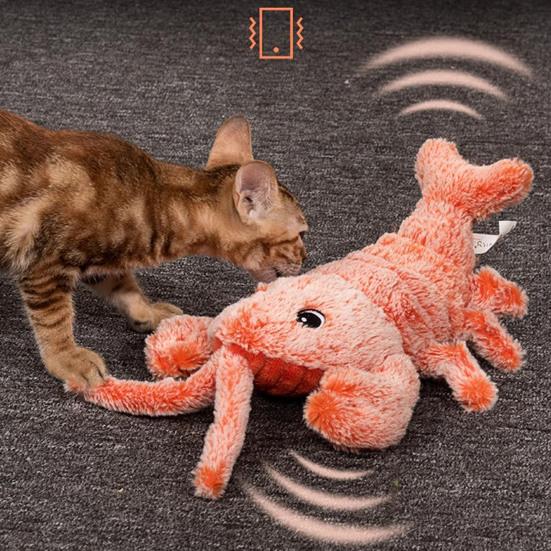 Floppy Lobster Interactive Dog Toy USB Rechargeable Vibration Modes Cat Toy Electric Realistic Wagging Lobster Toy Catnip Addable Stress-relieving Pet