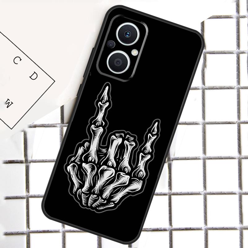 Skeleton Middle Finger Phone Case For OPPO Reno 12F 12 13 11 14 F 10 Pro 8T 7 8 Lite OPPO Find X8 X6 X5 Pro Cover