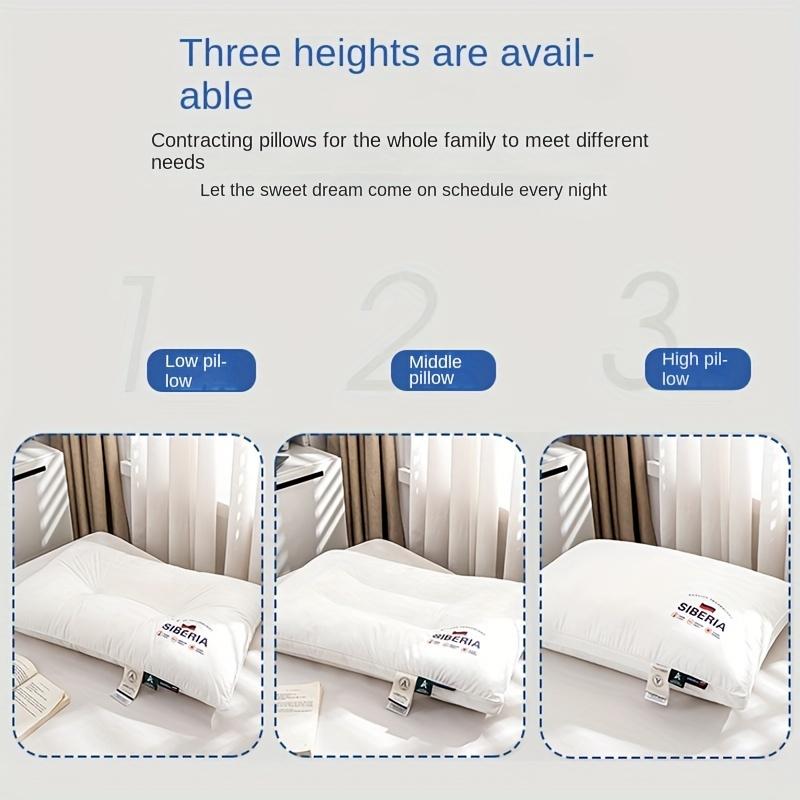 All Cotton Pillow with Thickened and Encrypted Core for Neck Protection, Available In 3 Heights, Bedroom Pillow, White