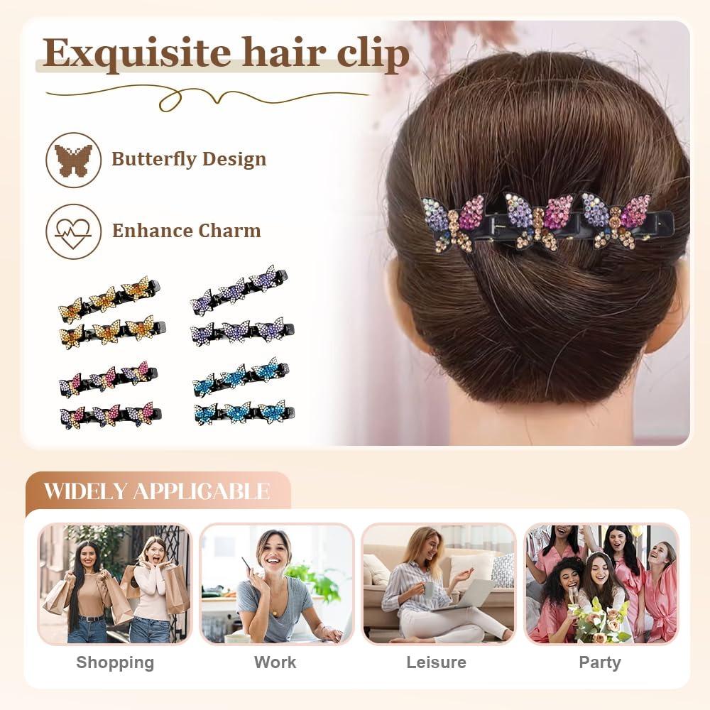 Sparkling crystal woven hair clip, 2025 new rhinestone woven hair clip, suitable for women and girls, sparkling crystal butterfly hair clip.