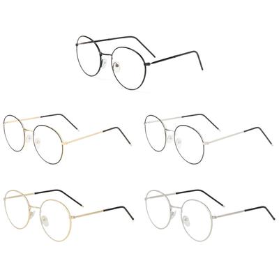Vintage Round Ultra Light Frame Eyeglasses Protection Anti-Blue Light Eyeglasses Metal Glasses