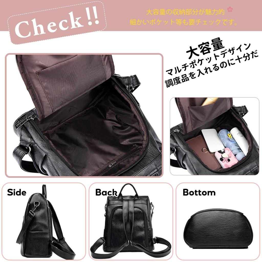 NICOLE & DORIS Women's 3-Way Backpack, Anti-theft, Waterproof Leather Rucksack, Lightweight, Stylish, Casual, Business Backpack for Women, Perfect